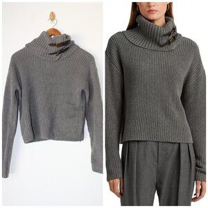 Lauren Ralph Lauren Turtleneck Cotton Knit Sweater XS Long Sleeves Buckle Trim